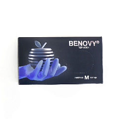 Перчатки BENOVY Nitrile MultiColor BS, нитриловые,сиренево-голубые, M, 50 пар. 3,5 гр.